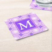 Monogramm lila Kreismuster Rechteckiger Pappuntersetzer (angewinkelt)