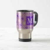 Monogramm lila Kreismuster Reisebecher (VorderseiteRechts)