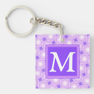 Monogramm lila Kreismuster Schlüsselanhänger