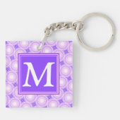 Monogramm lila Kreismuster Schlüsselanhänger (Rückseite)