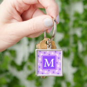 Monogramm lila Kreismuster Schlüsselanhänger (Hand)