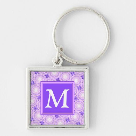 Monogramm lila Kreismuster Schlüsselanhänger (Vorne)