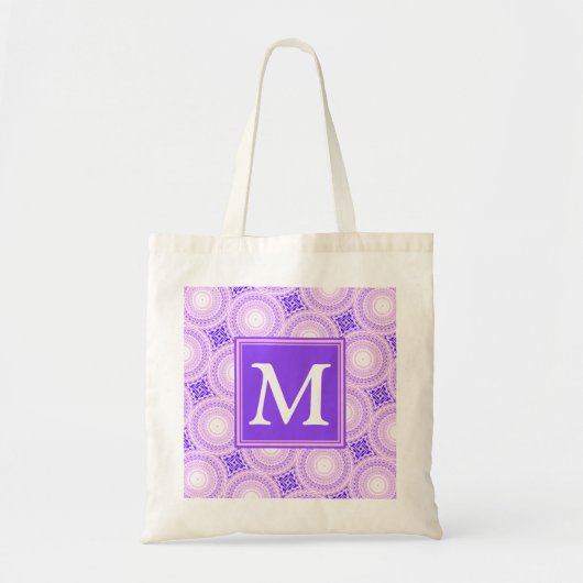 Monogramm lila Kreismuster Tragetasche (Vorne)
