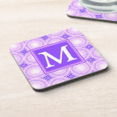 Monogramm lila Kreismuster Untersetzer (Linke Seite)
