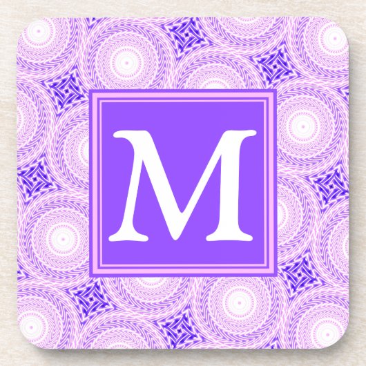 Monogramm lila Kreismuster Untersetzer (Vorderseite)