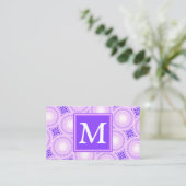Monogramm lila Kreismuster Visitenkarte (Stehend Vorderseite)