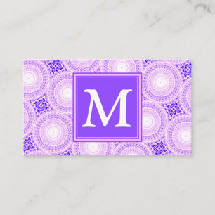 Monogramm lila Kreismuster Visitenkarte