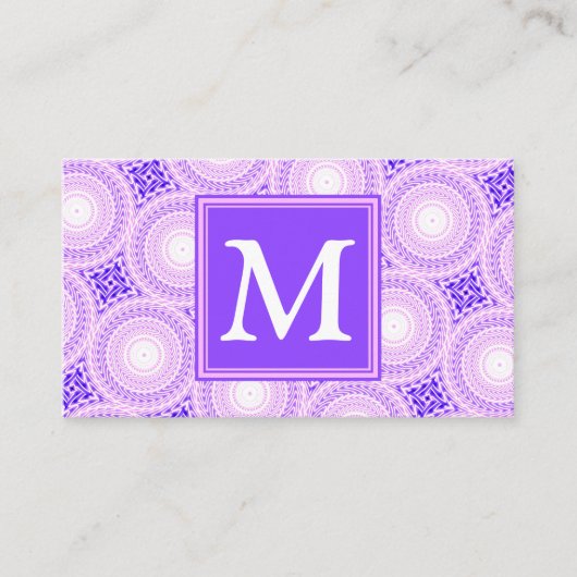 Monogramm lila Kreismuster Visitenkarte (Vorderseite)