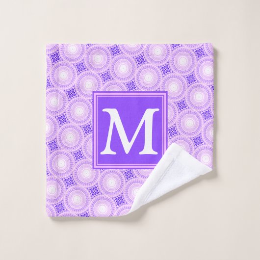 Monogramm lila Kreismuster Waschlappen (Waschlappen)