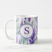 Monogramm lila Lavendel-Blumenfeld Kaffeetasse (Links)