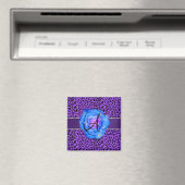Monogramm lila Leopardenblauer Rose Magnet (In Situ (Geschirrspüler))