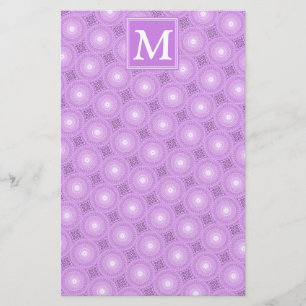 Monogramm-Lila-lila Kreismuster Briefpapier