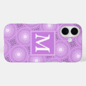 Monogramm-Lila-lila Kreismuster Case-Mate iPhone Hülle (Rückseite (Horizontal))