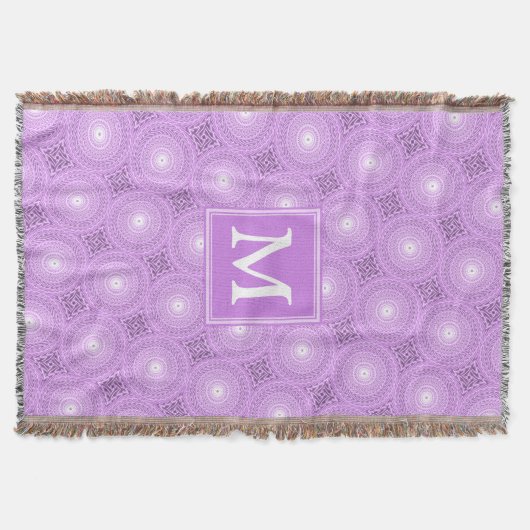 Monogramm-Lila-lila Kreismuster Decke (Vorderseite)