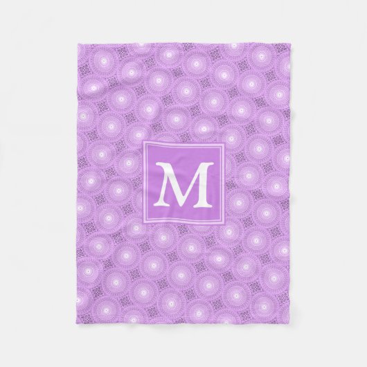 Monogramm-Lila-lila Kreismuster Fleecedecke (Vorderseite)