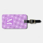 Monogramm-Lila-lila Kreismuster Gepäckanhänger (Vorderseite horizontal)