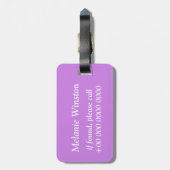 Monogramm-Lila-lila Kreismuster Gepäckanhänger (Rückseite vertikal)