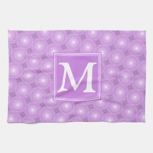 Monogramm-Lila-lila Kreismuster Handtuch