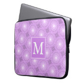 Monogramm-Lila-lila Kreismuster Laptopschutzhülle (Vorderseite Links)