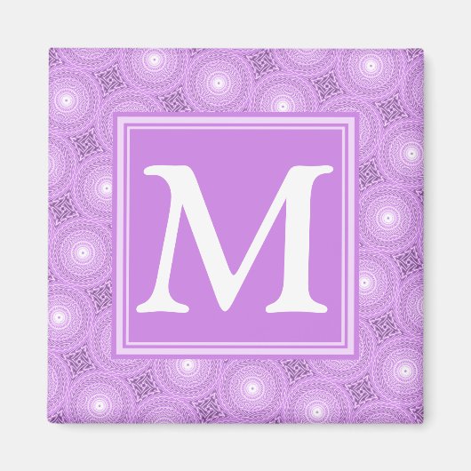 Monogramm-Lila-lila Kreismuster Magnet (Vorne)