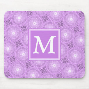 Monogramm-Lila-lila Kreismuster Mousepad