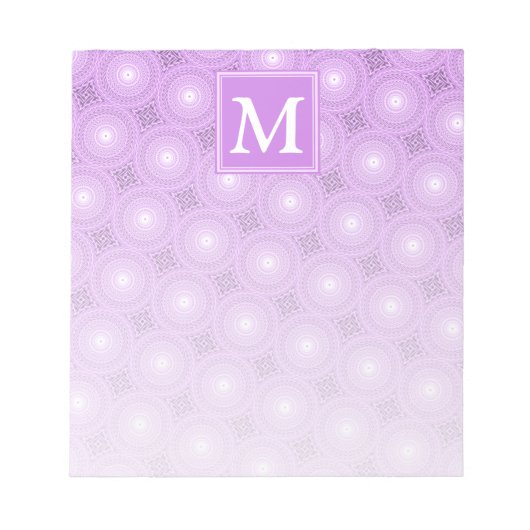 Monogramm-Lila-lila Kreismuster Notizblock (Vorderseite)