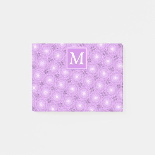 Monogramm-Lila-lila Kreismuster Post-it Klebezettel (Vorderseite)