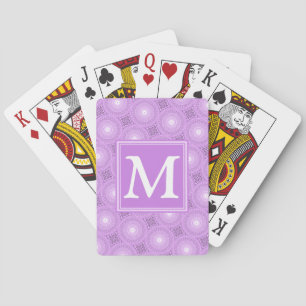 Monogramm-Lila-lila Kreismuster Spielkarten