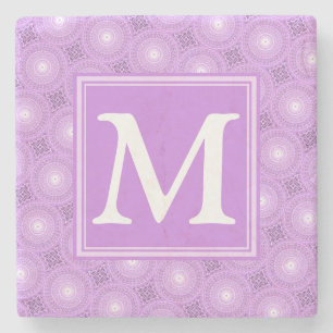 Monogramm-Lila-lila Kreismuster Steinuntersetzer