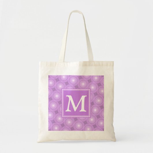 Monogramm-Lila-lila Kreismuster Tragetasche (Vorne)