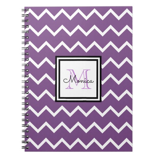 Monogramm Lila Mädchenname Zickzack Notizblock (Vorderseite)
