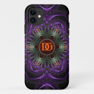 Monogramm lila mittelalterliche Blumen iPhone 5 Case-Mate iPhone Hülle
