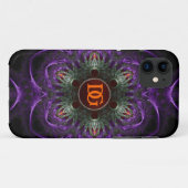 Monogramm Lila mittelalterliches florales iPhone 5 Case-Mate iPhone Hülle (Rückseite (Horizontal))