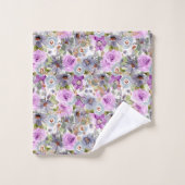 Monogramm Lila Pink Blau Farbe Bläschen Badhandtuch Set (Waschlappen)