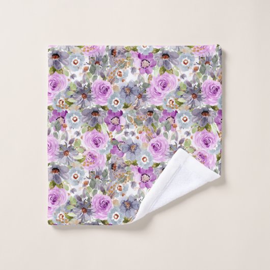 Monogramm Lila Pink Blau Farbe Bläschen Badhandtuch Set (Waschlappen)