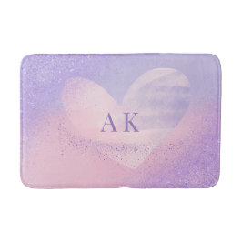 Monogramm Lila Pink Gradient Herzkathmatte Badematte