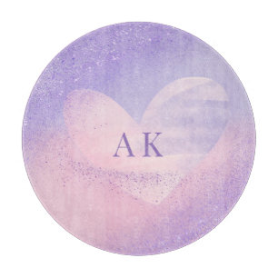 Monogramm lila rosa Farbverlauf Herz Schneidebrett