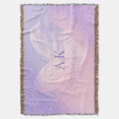 Monogramm Lila rosa Gradient Herz Decke (Vorderseite Vertikal)