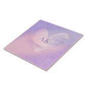 Monogramm Lila rosa Gradient Herz Fliese (Seite)