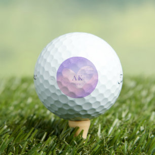Monogramm Lila rosa Gradient Herz Golfball