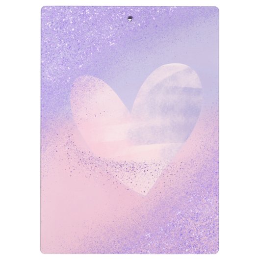 Monogramm Lila rosa Gradient Herz Klemmbrett (Rückseite)