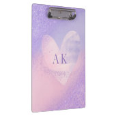 Monogramm Lila rosa Gradient Herz Klemmbrett (Rechts)