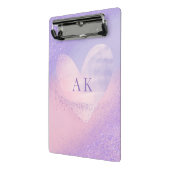Monogramm Lila rosa Gradient Herz Mini Klemmbrett (Gewinkelt2)