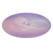 Monogramm Lila rosa Gradient Herz Schneidebrett (Ecke)