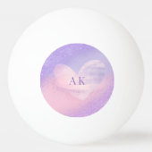 Monogramm Lila rosa Gradient Herz Tischtennisball (Vorderseite)