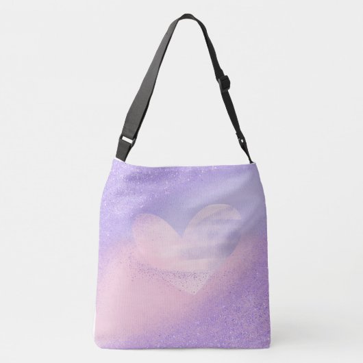 Monogramm Lila rosa Gradient Herz Tragetaschen Mit Langen Trägern (Rückseite)