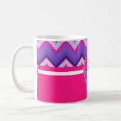 Monogramm-lila rosa Stammes- Zickzack Zickzacke Kaffeetasse (Links)