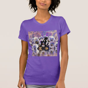 Monogramm Lila rosa Stiefmütterchen Wasser Farbe T-Shirt