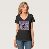Monogramm Lila rosa Stiefmütterchen Wasser Farbe T-Shirt (Vorderseite Vollansicht)
