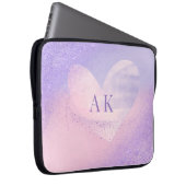 Monogramm Lila rosa strahlender Herzschlauch Laptopschutzhülle (Vorne Rechts)